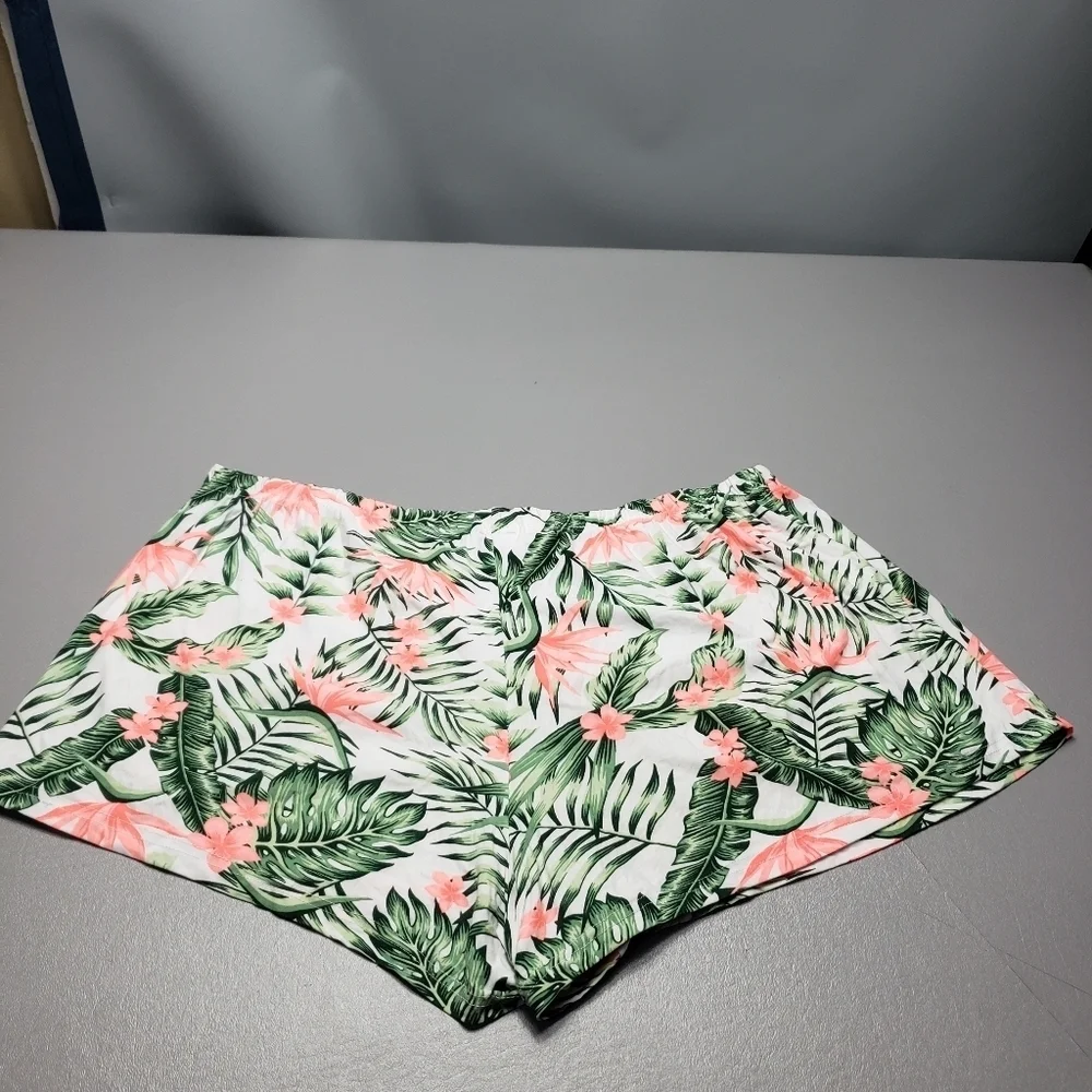 unbranded leaf and flower print pajama lounge shorts women's plus size 3X